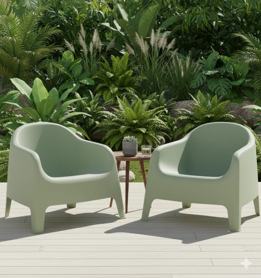 Silla Lounge Sun, Verdematcha, cómoda para terraza o jardín