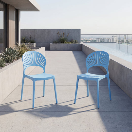 Set de 2 Sillas Paraíso, Color Azul, con Espaldar y Diseño Moderno