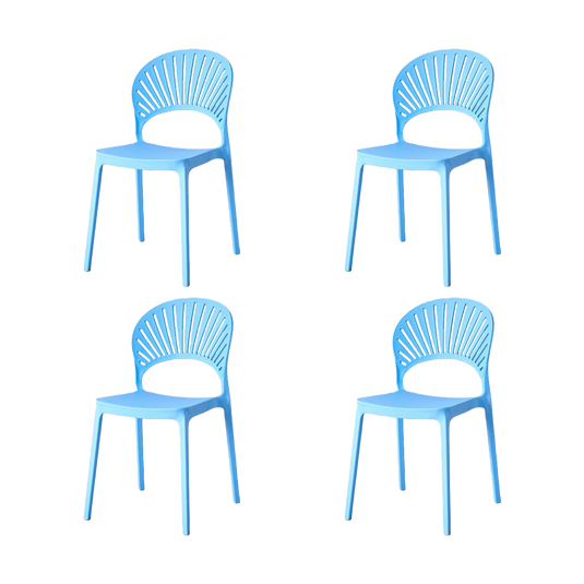 Set de 4 Sillas Paraíso, Color Azul, con Espaldar y Diseño Moderno