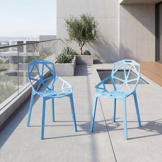 Set de 2 Sillas Roxy, Color Azul, con Espaldar y Diseño Moderno