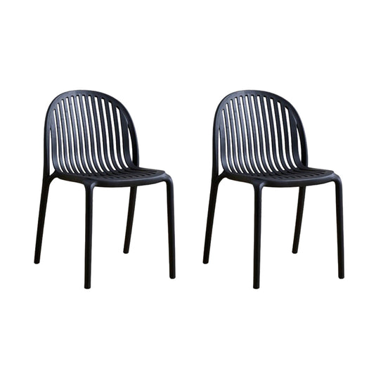 Set de 2 Sillas Marruecos, Negro, con Espaldar en Rayas y Diseño Minimalista