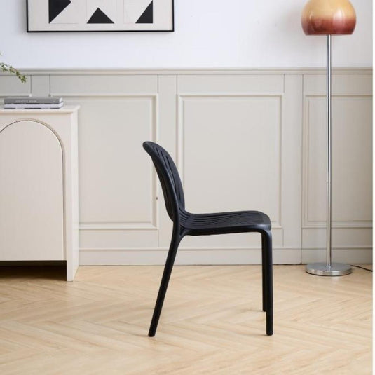 Set de 2 Sillas Marruecos, Negro, con Espaldar en Rayas y Diseño Minimalista