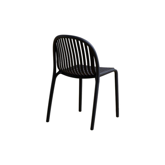 Set de 4 Sillas Marruecos, Negro, con Espaldar en Rayas y Diseño Minimalista
