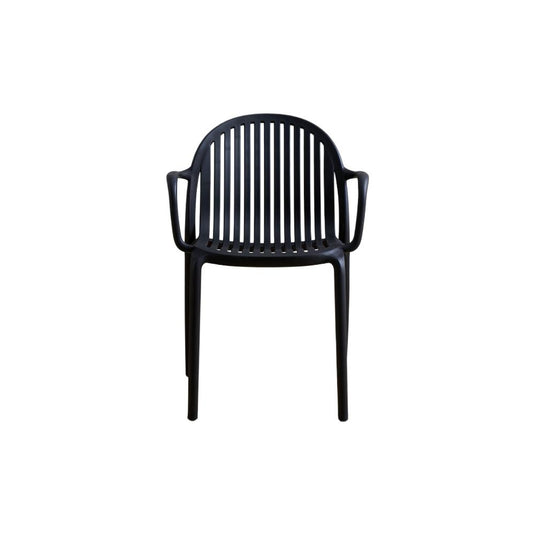 Set de 4 Sillas Marruecos con Brazos, Negro, con Espaldar en Rayas y Diseño Minimalista