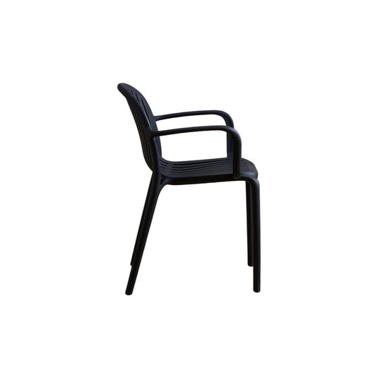 Set de 2 Sillas Marruecos con Brazos, Negro, con Espaldar en Rayas y Diseño Minimalista