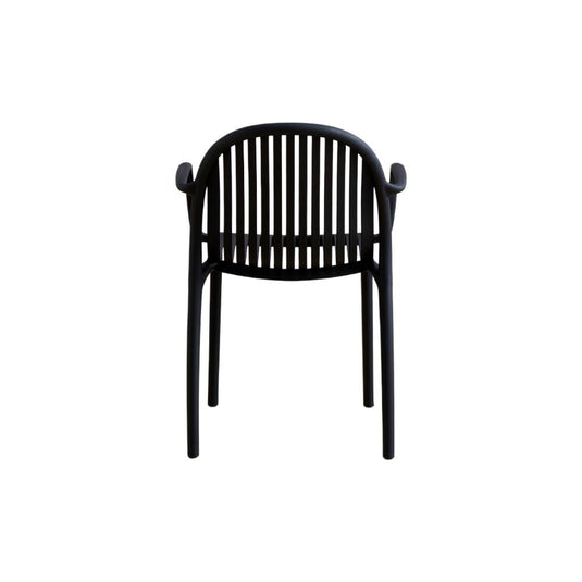 Set de 2 Sillas Marruecos con Brazos, Negro, con Espaldar en Rayas y Diseño Minimalista