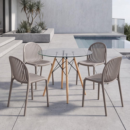 Combo Nordic, Incluye Mesa Redonda de Vidrio y 4 Sillas