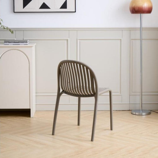 Set de 2 Sillas Marruecos, Taupe, con Espaldar en Rayas y Diseño Minimalista