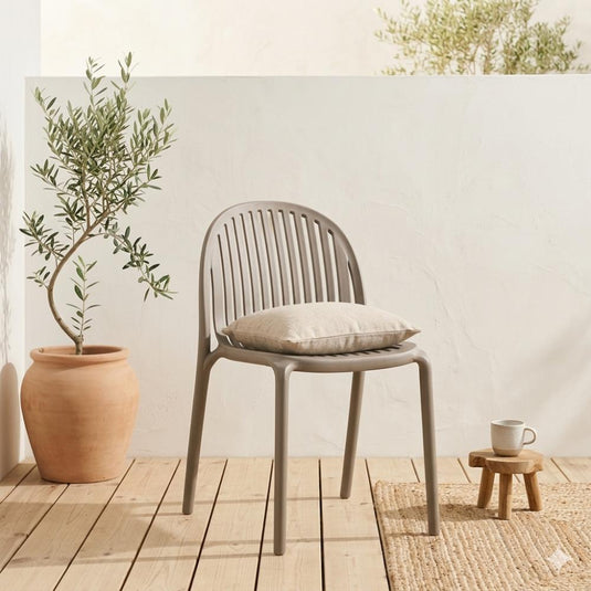 Set de 2 Sillas Marruecos, Taupe, con Espaldar en Rayas y Diseño Minimalista