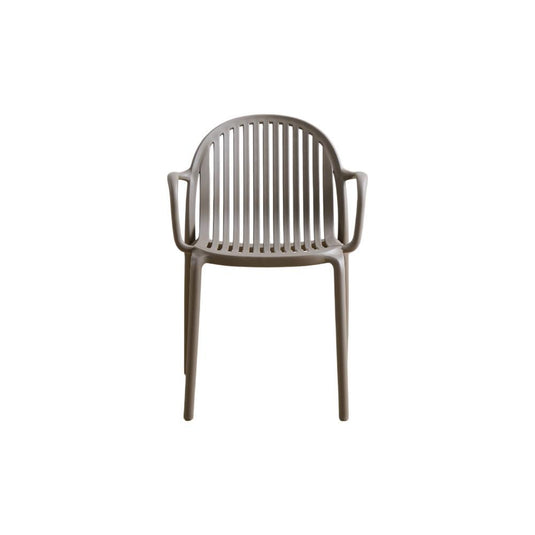 Set de 4 Sillas Marruecos con Brazos, Taupe, con Espaldar en Rayas y Diseño Minimalista