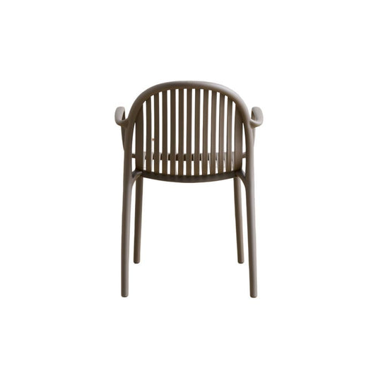 Set de 4 Sillas Marruecos con Brazos, Taupe, con Espaldar en Rayas y Diseño Minimalista