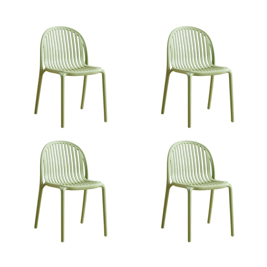 Set de 4 Sillas Marruecos, Verde Olivo, con Espaldar en Rayas y Diseño Minimalista