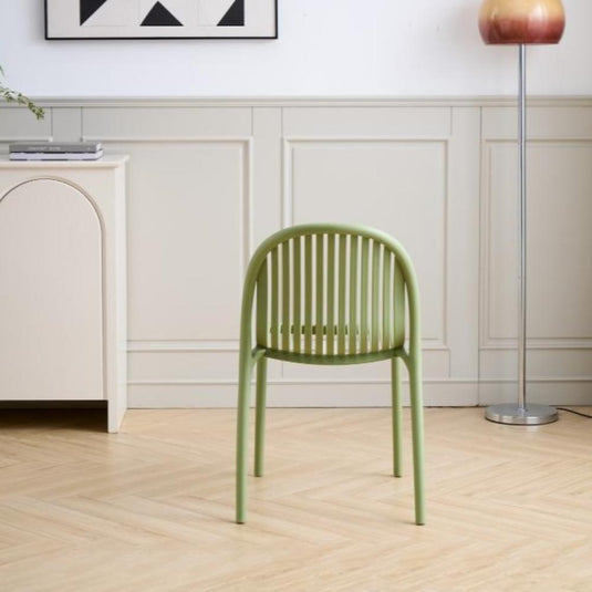 Set de 4 Sillas Marruecos, Verde Olivo, con Espaldar en Rayas y Diseño Minimalista