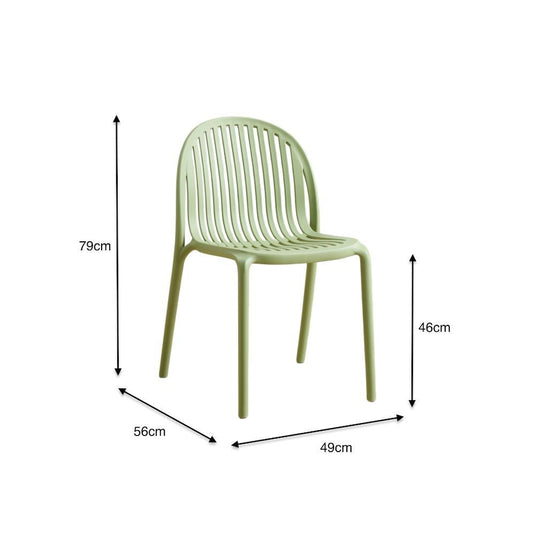Set de 4 Sillas Marruecos, Verde Olivo, con Espaldar en Rayas y Diseño Minimalista