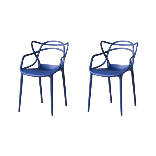 Set de 2 Sillas Palermo, Color Azul, con Espaldar y Diseño Moderno