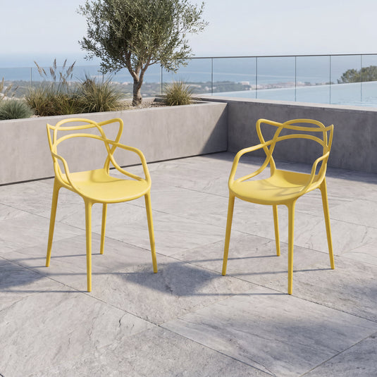 Set de 2 Sillas Palermo, Color Amarillo, con Espaldar y Diseño Moderno