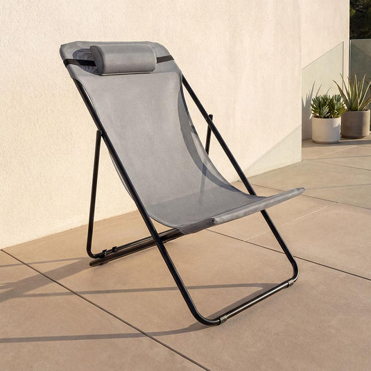 Silla Plegable Reclinable Zambia, Gris Oscuro, con Tres Posiciones
