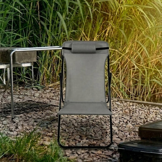 Set de 2 Sillas Plegable Reclinable Zambia, Gris Oscuro, con Tres Posiciones