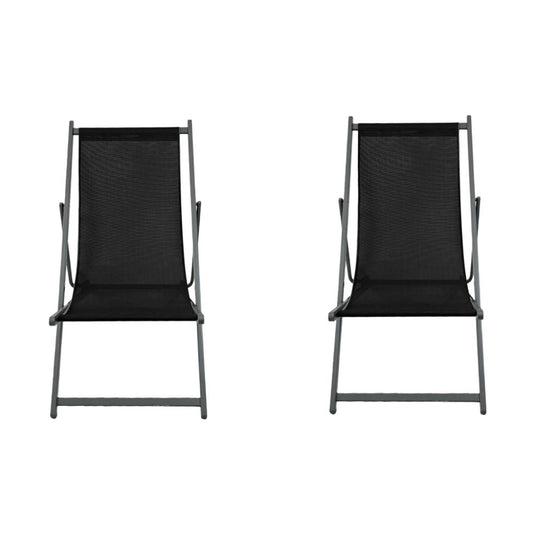 Set de 2 Sillas Plegable Reclinable Kenya, Negro, con Tres Posiciones
