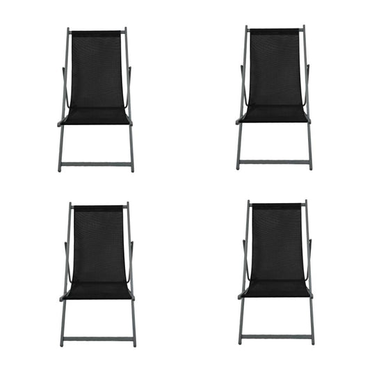 Set de 4 Sillas Plegable Reclinable Kenya, Negro, con Tres Posiciones
