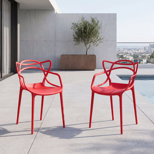 Set de 2 Sillas Palermo, Color Rojo, con Espaldar y Diseño Moderno