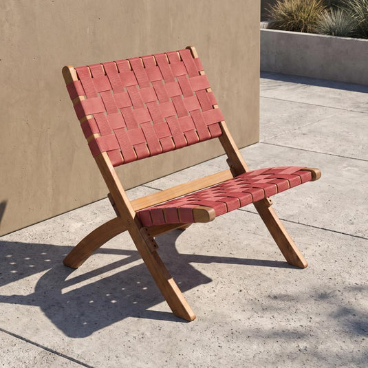 Set de 2 Sillas Plegable de Madera para Exterior Eris, Terracota, Diseño Fresco y Moderno