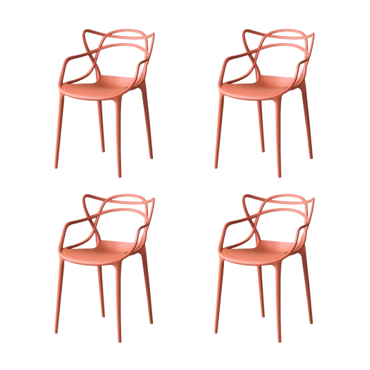 Set de 4 Sillas Palermo, Color Terracota, con Espaldar y Diseño Moderno