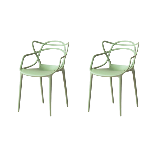 Set de 2 Sillas Palermo, Verde Claro, con Espaldar y Diseño Moderno