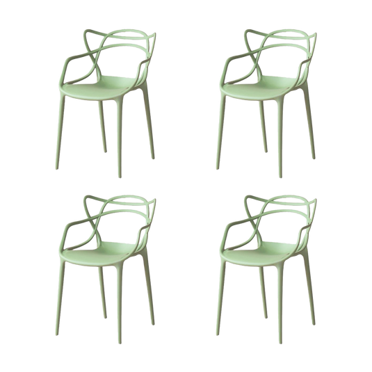 Set de 4 Sillas Palermo, Verde Claro, con Espaldar y Diseño Moderno