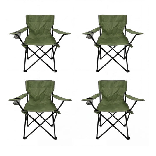 Set de 4 Sillas Plegable Camping Tanzania, Verde, con Portavasos