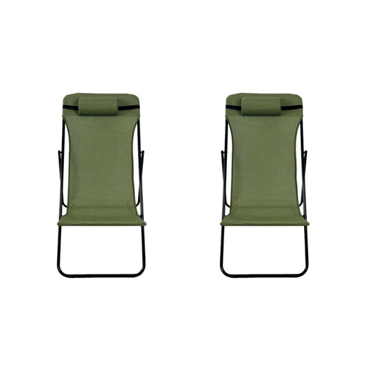 Set de 2 Sillas Plegable Reclinable Zambia, Verde, con Tres Posiciones
