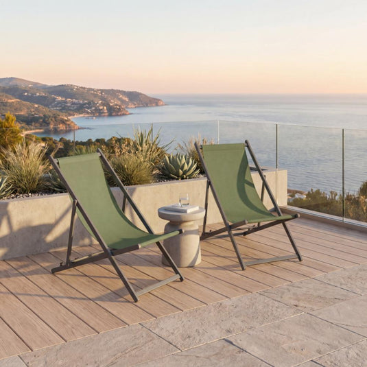 Set de 2 Sillas Plegables Reclinable Kenya, Verde, con Tres Posiciones