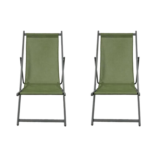 Set de 2 Sillas Plegables Reclinable Kenya, Verde, con Tres Posiciones