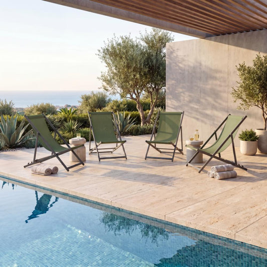 Set de 4 Sillas Plegables Reclinable Kenya, Verde, con Tres Posiciones