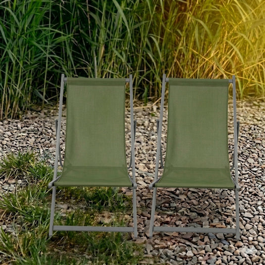 Set de 4 Sillas Plegables Reclinable Kenya, Verde, con Tres Posiciones
