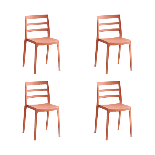Set de 4 Sillas New York, Terracota, con Espaldar en Líneas y Diseño Minimalista