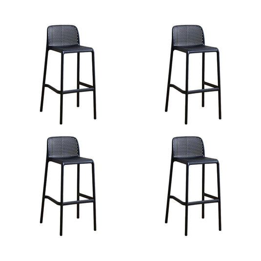 Set de 4 Sillas para Bar Túnez, Color Negro, con Espaldar Redondeado y Transpirable
