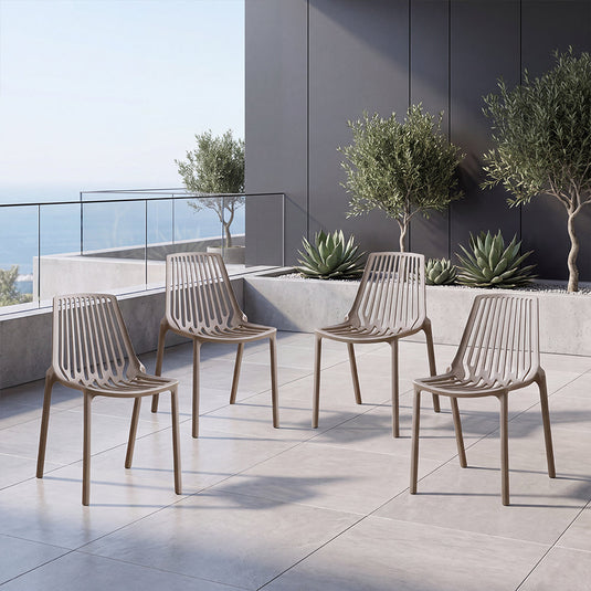 Set de 4 Sillas Tanger, Taupe, con Espaldar y Diseño Moderno