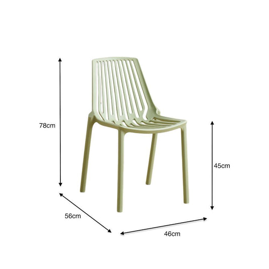 Set de 4 Sillas Tanger, Verde Olivo, con Espaldar y Diseño Moderno