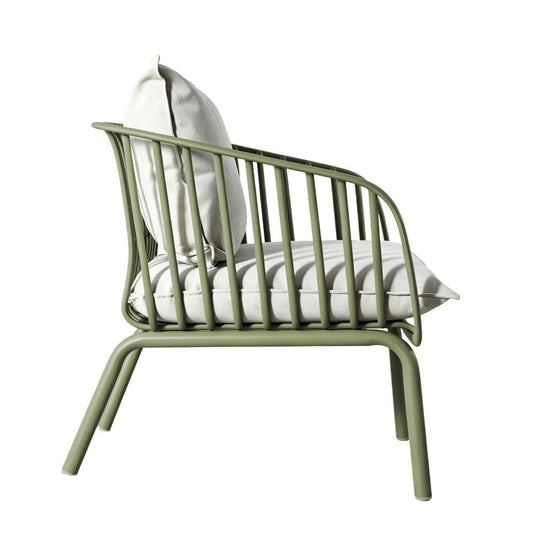 Sala de Exterior Sorrento, Verde Olivo, Con Cojines Beige, 4 Piezas