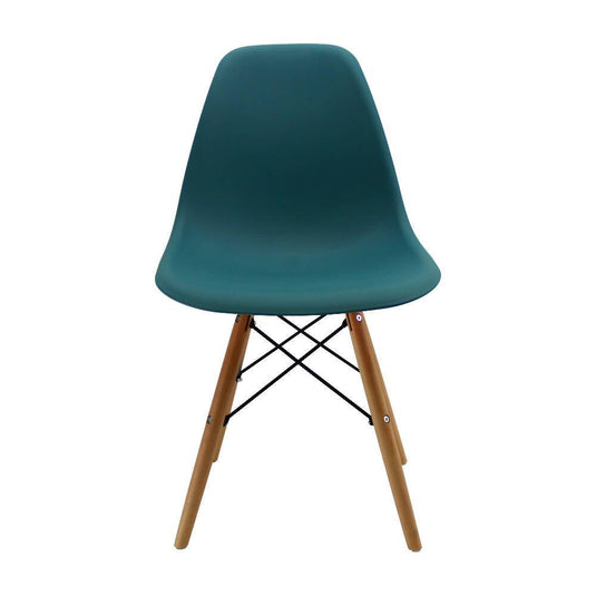 Kit por 2 sillas Eames Patas En Madera para comedor, sala, restaurante - Azul Petroleo