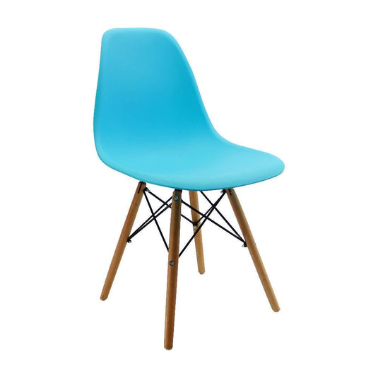 Kit por 6 sillas Eames Patas En Madera para comedor, sala, restaurante - Azul