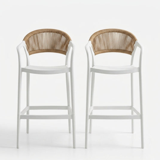 Set de 2 Sillas para Bar Balí, Blanco, Doble propósito con Reposa Pies