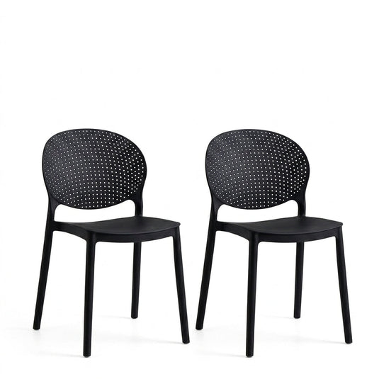 Set de 2 Sillas Florida, Color Negro, con Espaldar y Diseño Moderno