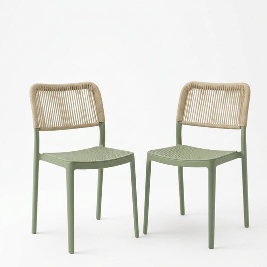 Set de 2 Sillas Austin, Color Verde Olivo, con Espaldar Tejido
