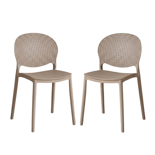Set de 2 Sillas Florida, Color Taupe, con Espaldar y Diseño Moderno