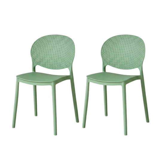 Set de 2 Sillas Florida, Color Verde, con Espaldar y Diseño Moderno
