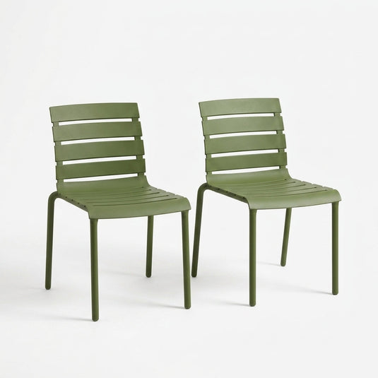 Set de 2 Sillas Montana, Color Verde, con Espaldar en Líneas Diseño Moderno