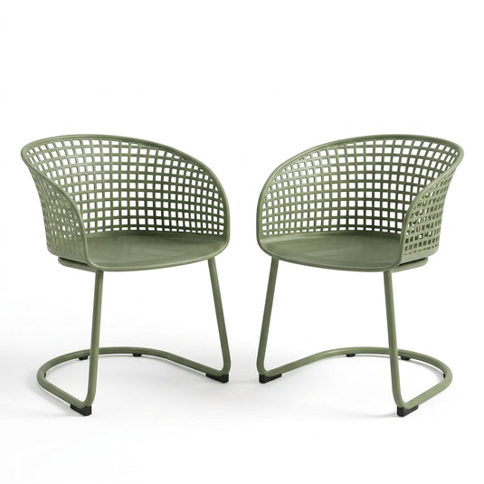 Set de 2 con Brazos Calcuta, Verde, con Patas Metálica