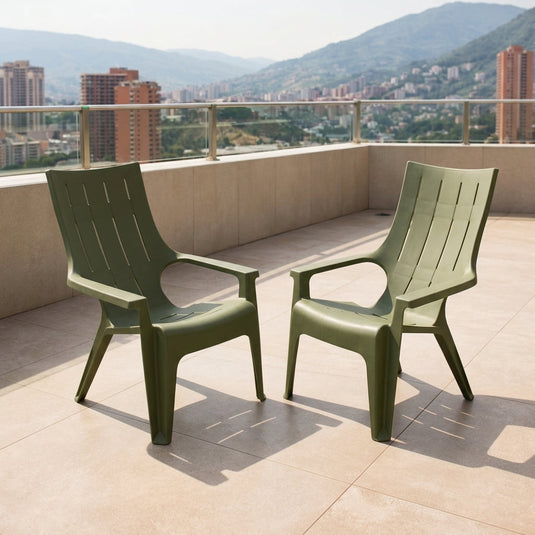 Set de 2 Sillas Playera con Brazos Ocean, Verde, con Espaldar y Reposa Brazos